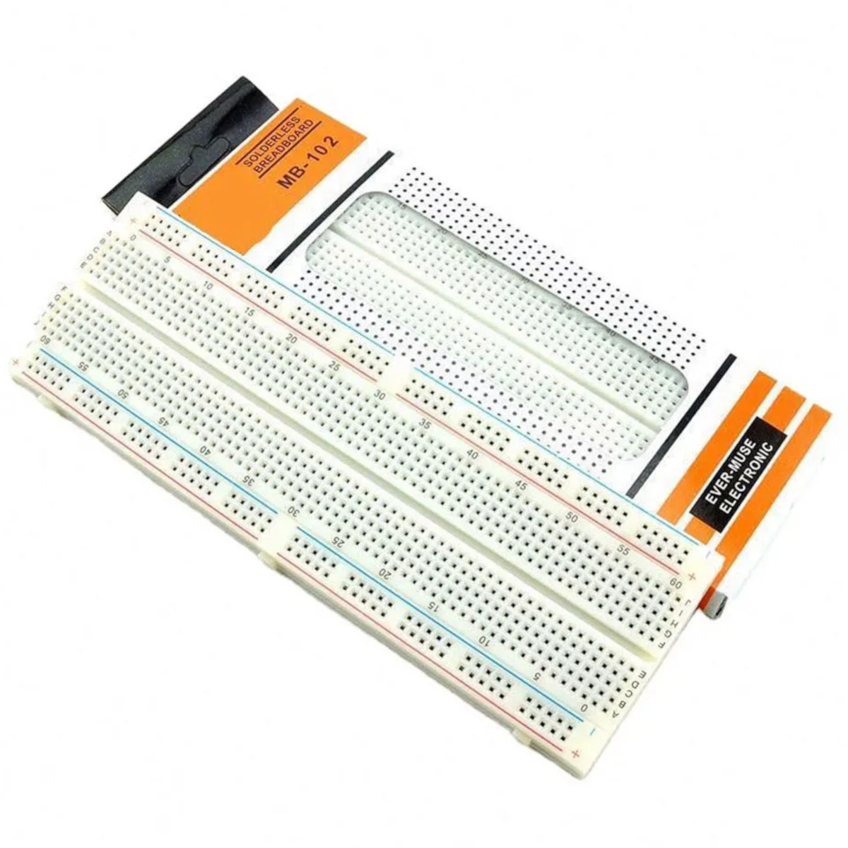 MB102 830 Points Solderless Prototype Breadboard - 2.54mm Pitch, Power Rails