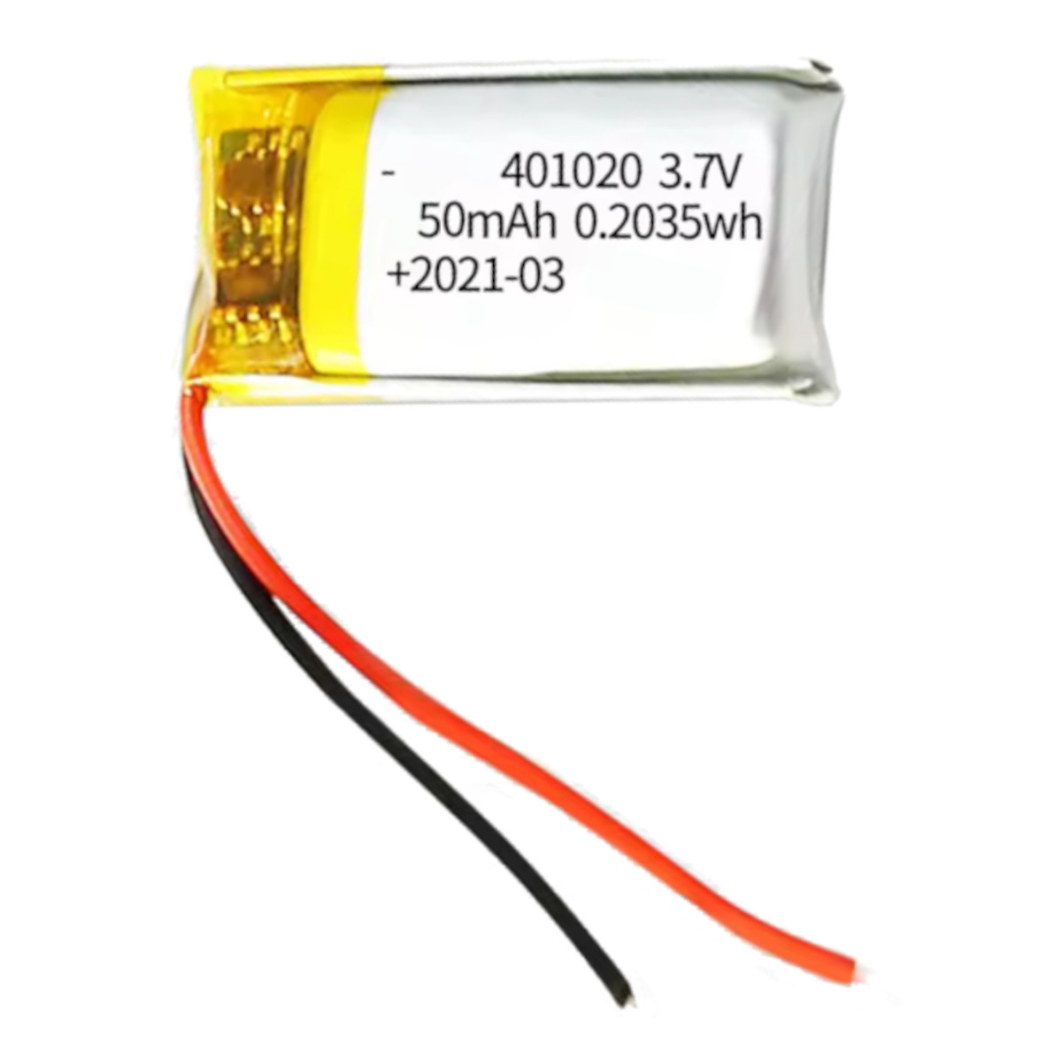 3.7V 50mAh LiPo Battery (401020) - Ultra-Micro Lithium Polymer Cell with Protection PCB