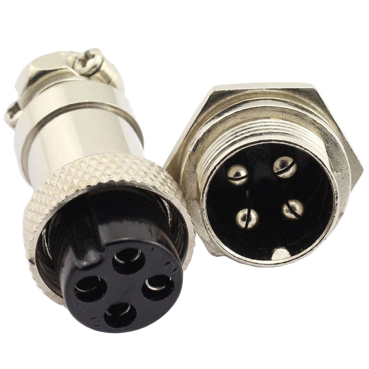 GX16 4-Pin Aviation Connector Set - Male/Female Pair with Screw Lock
