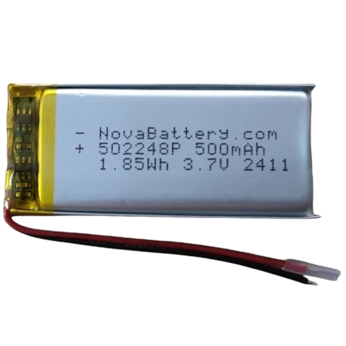 3.7V 500mAh LiPo Battery (502248) - 1.85Wh Lithium Polymer Cell with Protection PCB