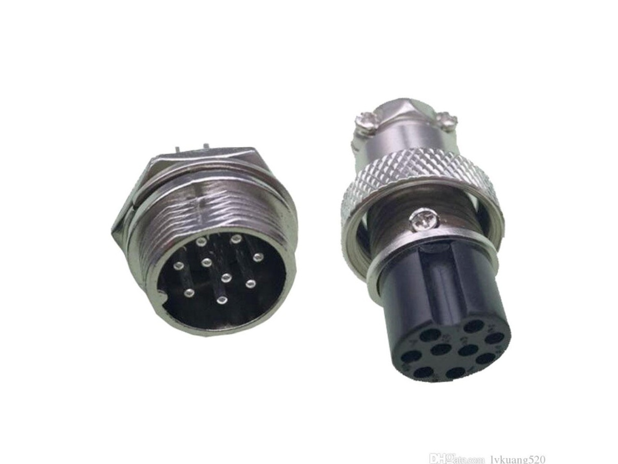 9 Pin GX20 Male Female Panel Mount Aviation Connector Plug