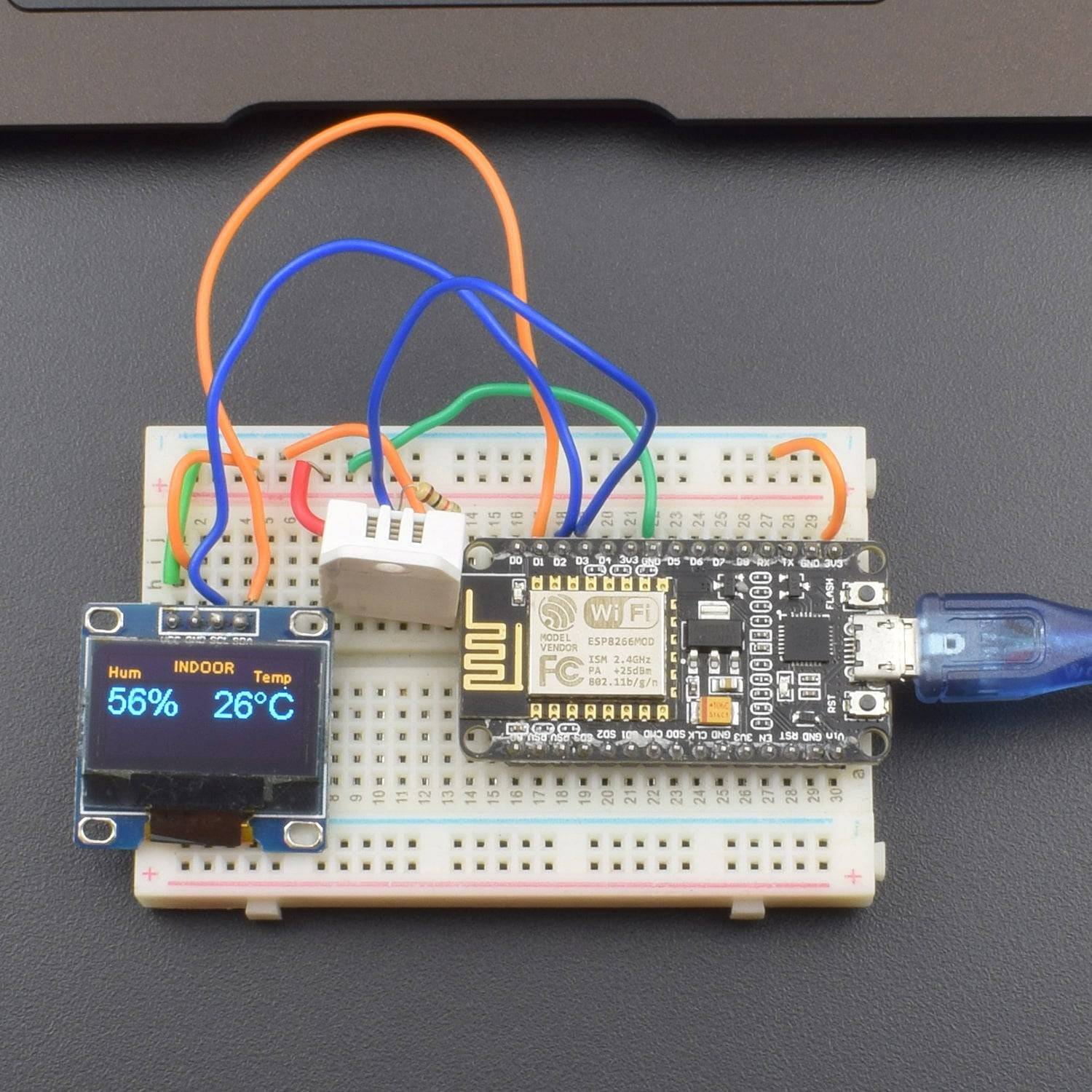 Make an IOT Weather Station Kit using DHT22 Module and OLED interfacing with ESP8266-12E compatible Arduino Uno - KT861