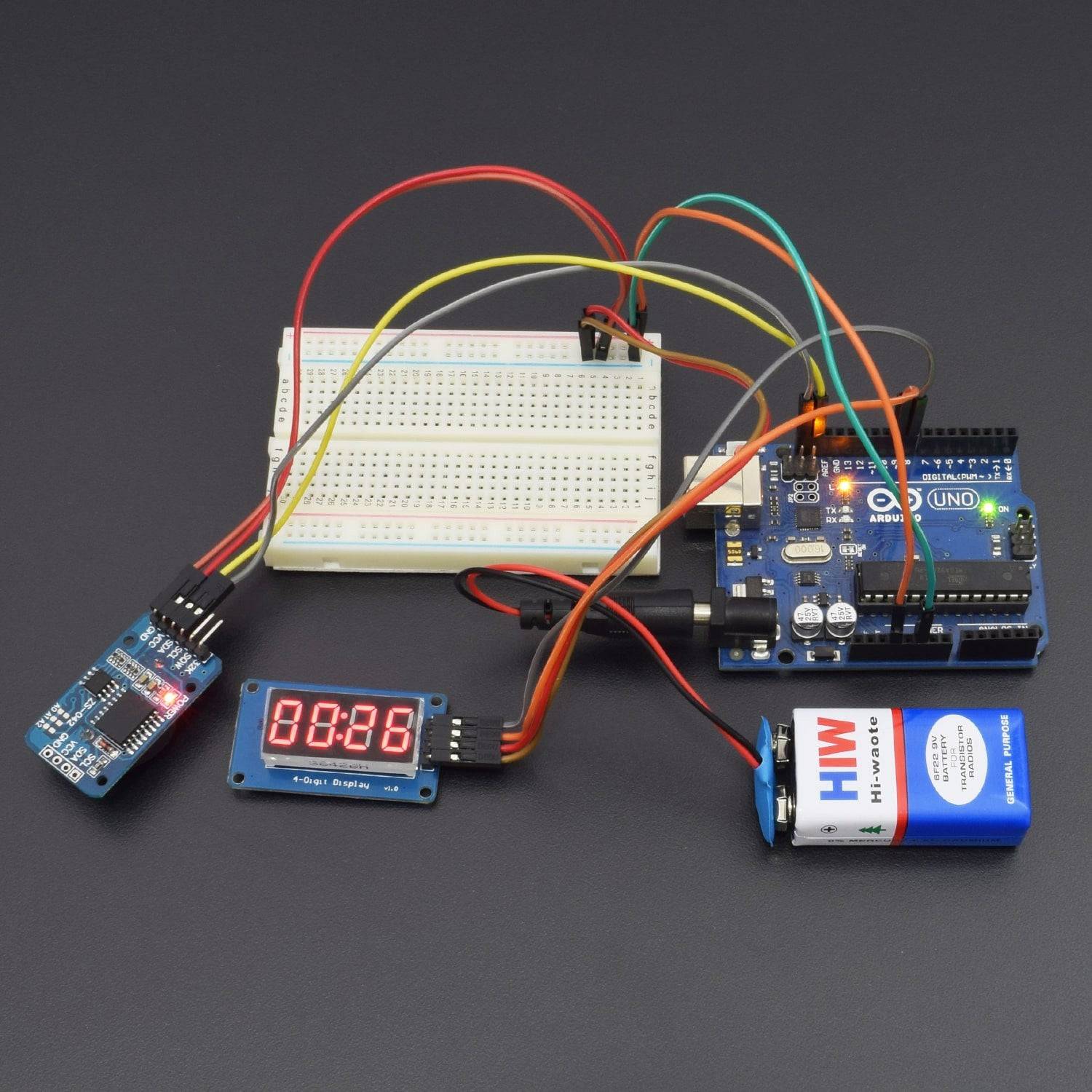 make a digital clock using 4 bit TM1637 Led display module and DS3231 RTC module interfacing with Arduino uno - KT808