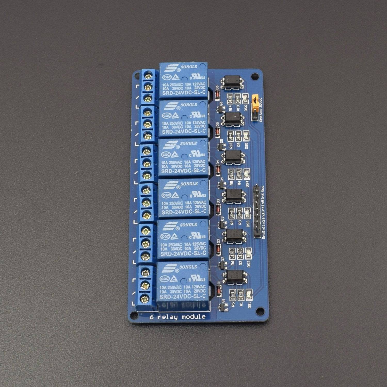 6 Channel Relay Module DC 24V with Optocoupler isolation H / L high / low Level Triger for Arduino- NA194