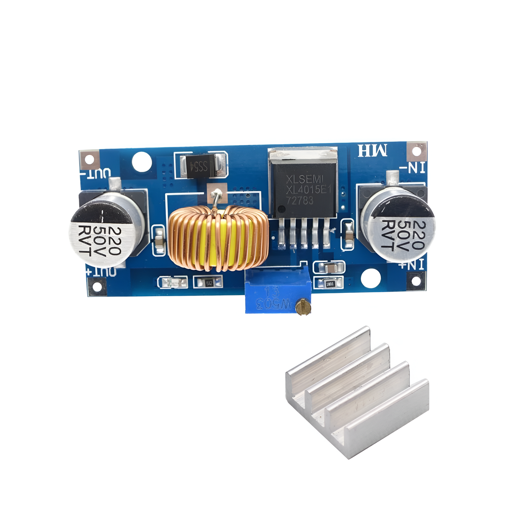 XL4015 DC-DC Step Down Converter Module 5A Adjustable Voltage Regulator With Heat Sink - RS594