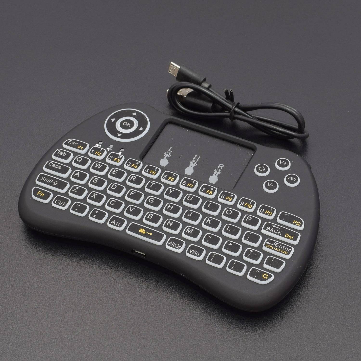 2.4GHz Rainbow Backlit Mini Wireless Remote Keyboard and Mouse with Touchpad H9 Pro by Dupad Story, USB Rechargeable - RS714