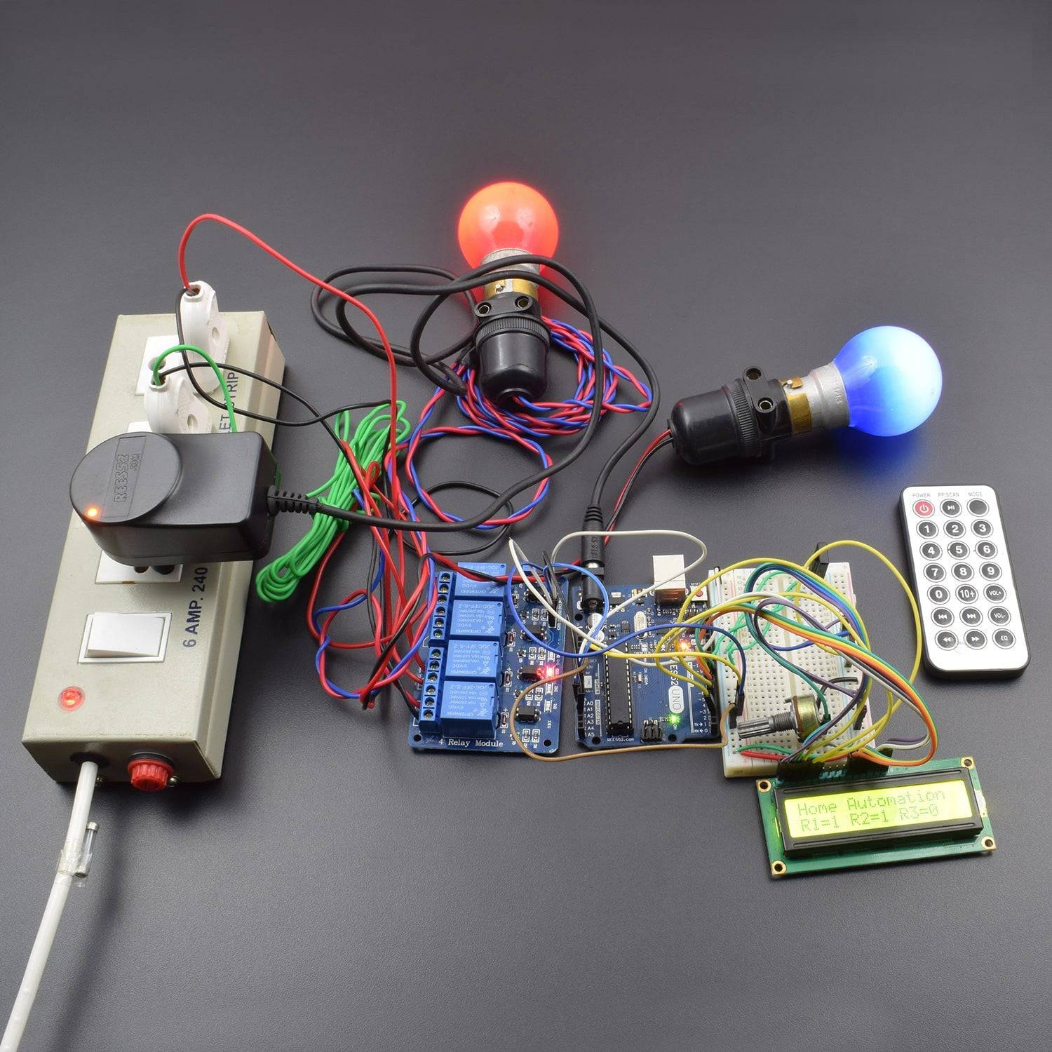 Making a home automation system using TSOP sensor and TSOP remote with 4 channel relay interfacing with Arduino uno - KT868