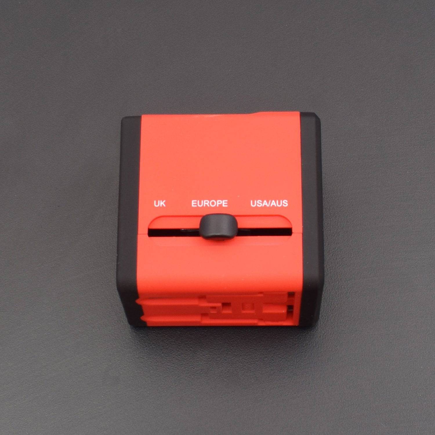 Travel Adapter with 2 USB Charger All in One Universal Plug Adapter Charger for Android and iOS Red - RS584