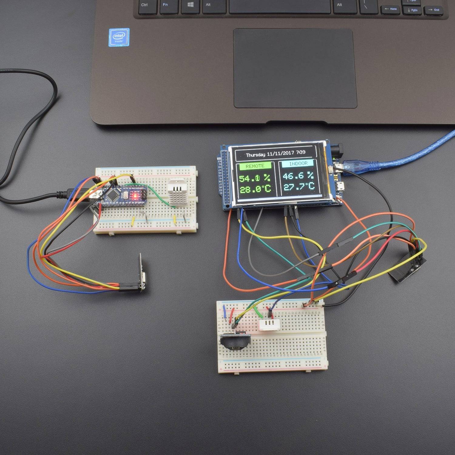 Make a wireless weather station using DHT22 sensor NRF24LO1 module and DS3231 RTC interfacing with Arduino Nano and DUE - KT865