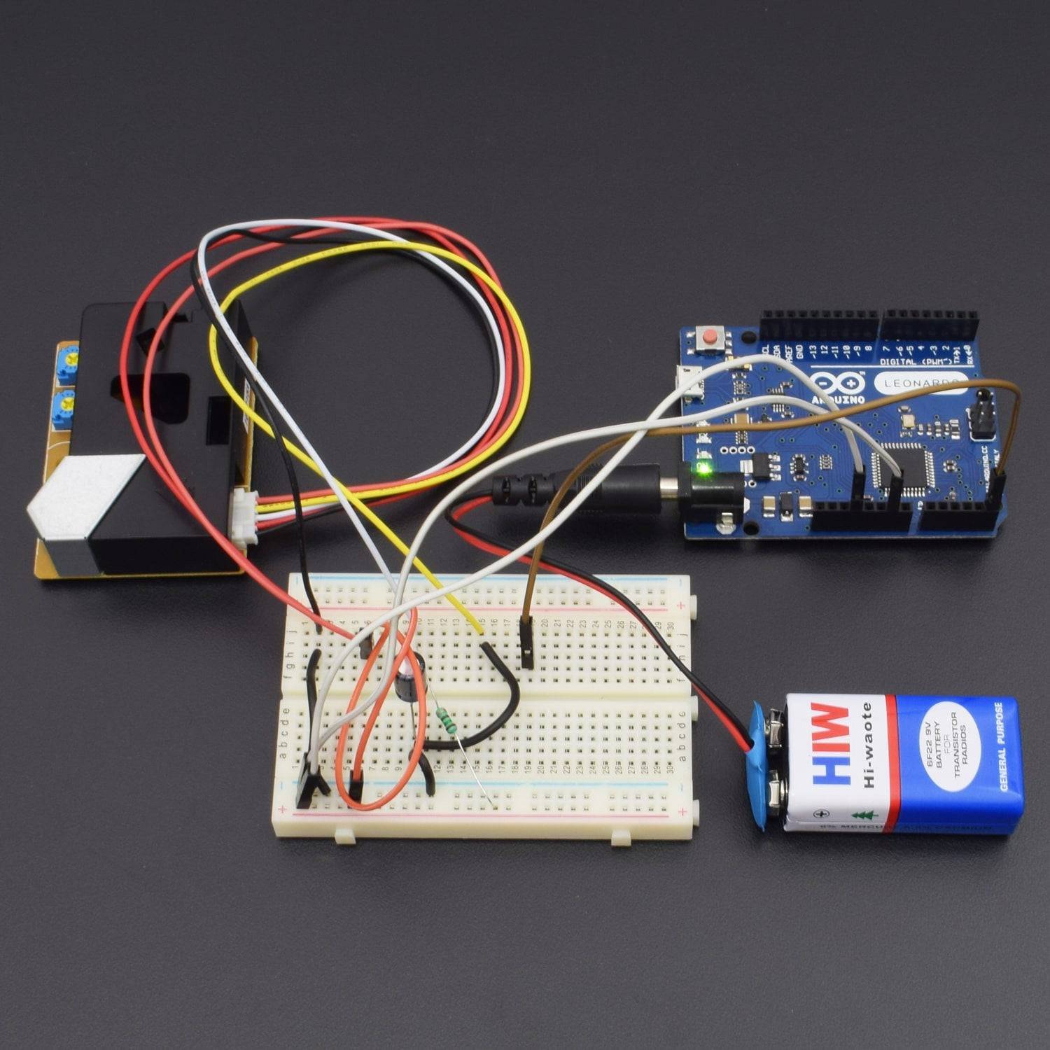Test a dust and Smoke detector and display the measured data on serial monitor interfacing with arduino leonardo - KT807