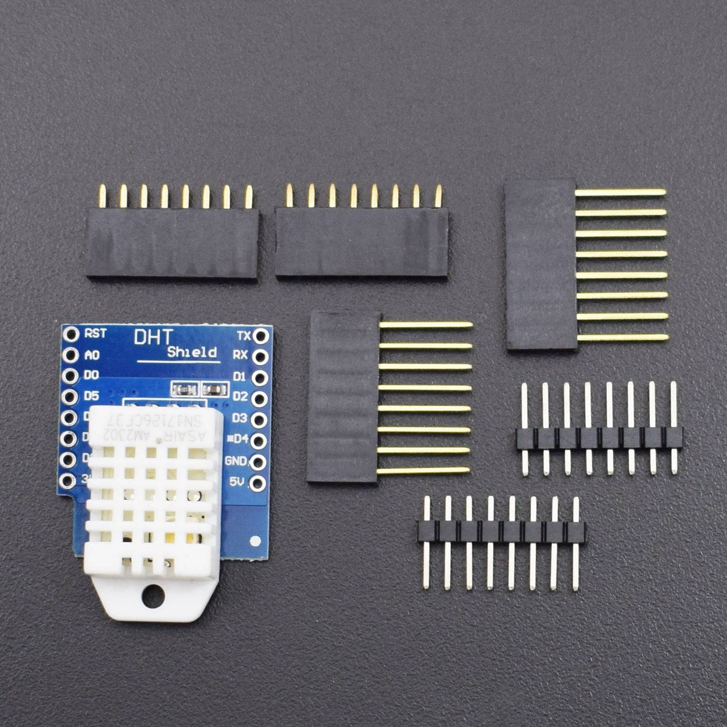 DHT Pro Shield for WeMos D1 mini DHT22 Single-bus Digital Temperature and Humidity Sensor Module with pin-headers set - AB106