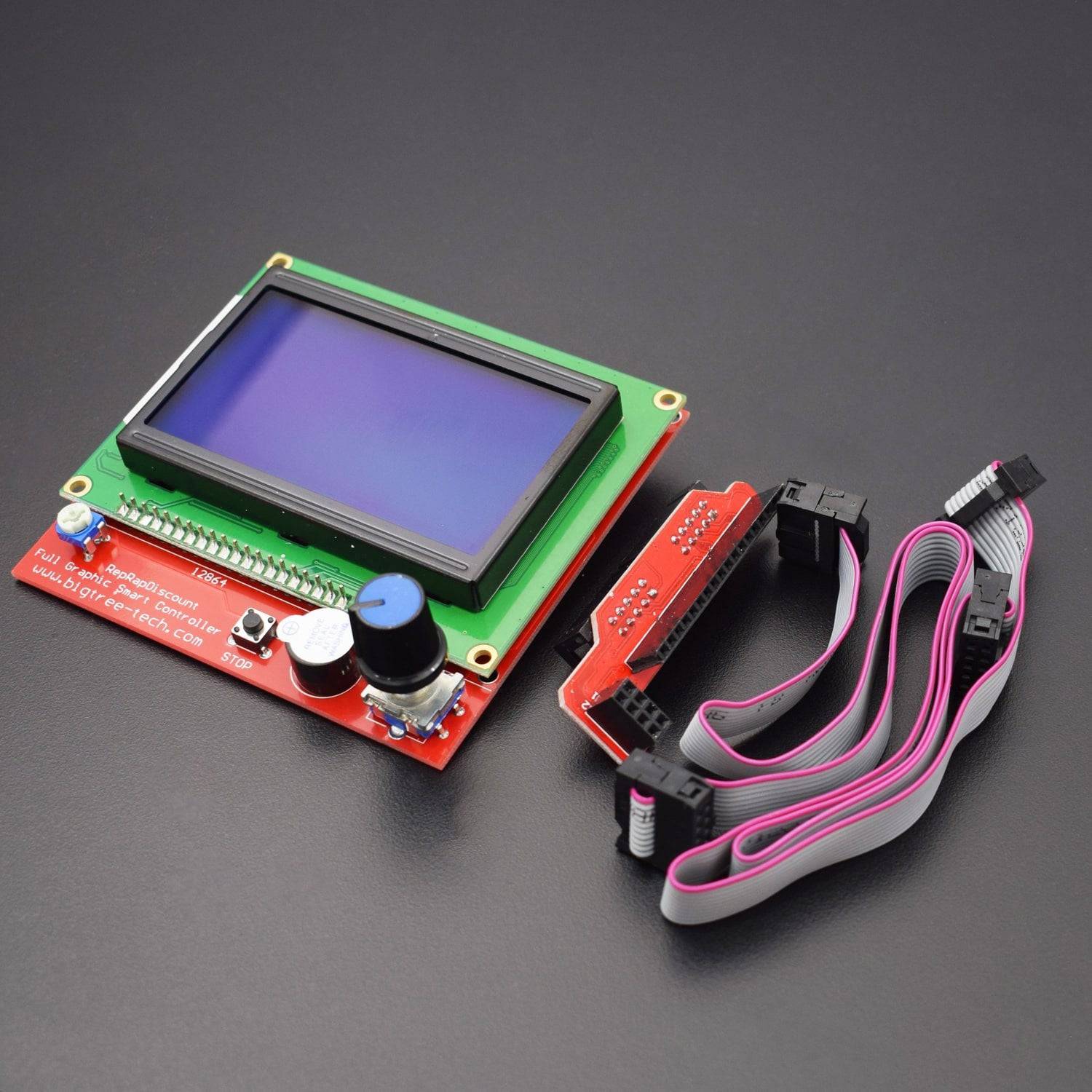 LCD 12864 Graphic Smart Display Controller Module with Connector Adapter and Cable for RepRap RAMPS 1.4 3D Printer- RS1059