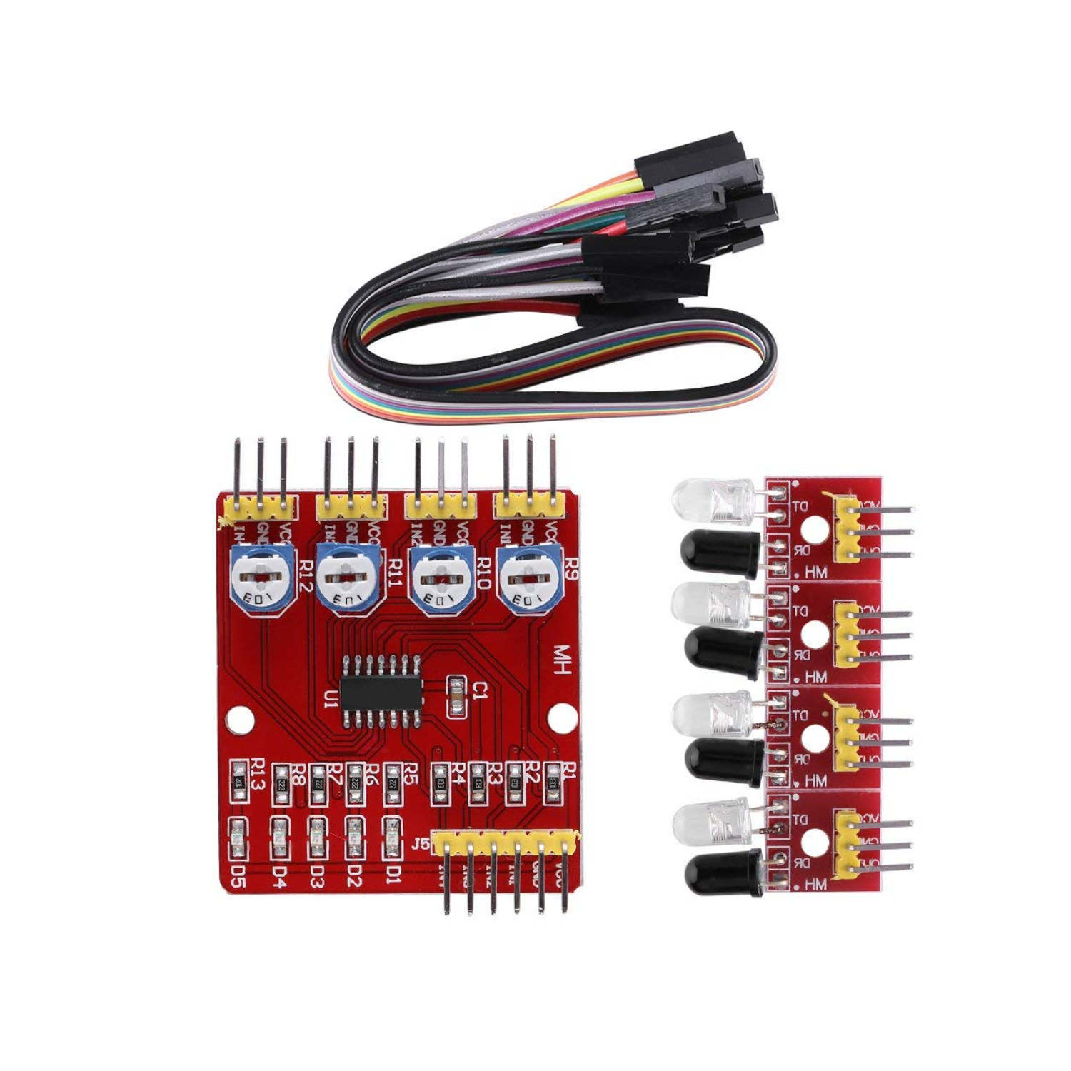4 Way IR Array Module Imported 4-Channel Infrared IR Line Track Follower Sensor Module Obstacle Avoidance PCB for Smart Car - ML041/RS3106
