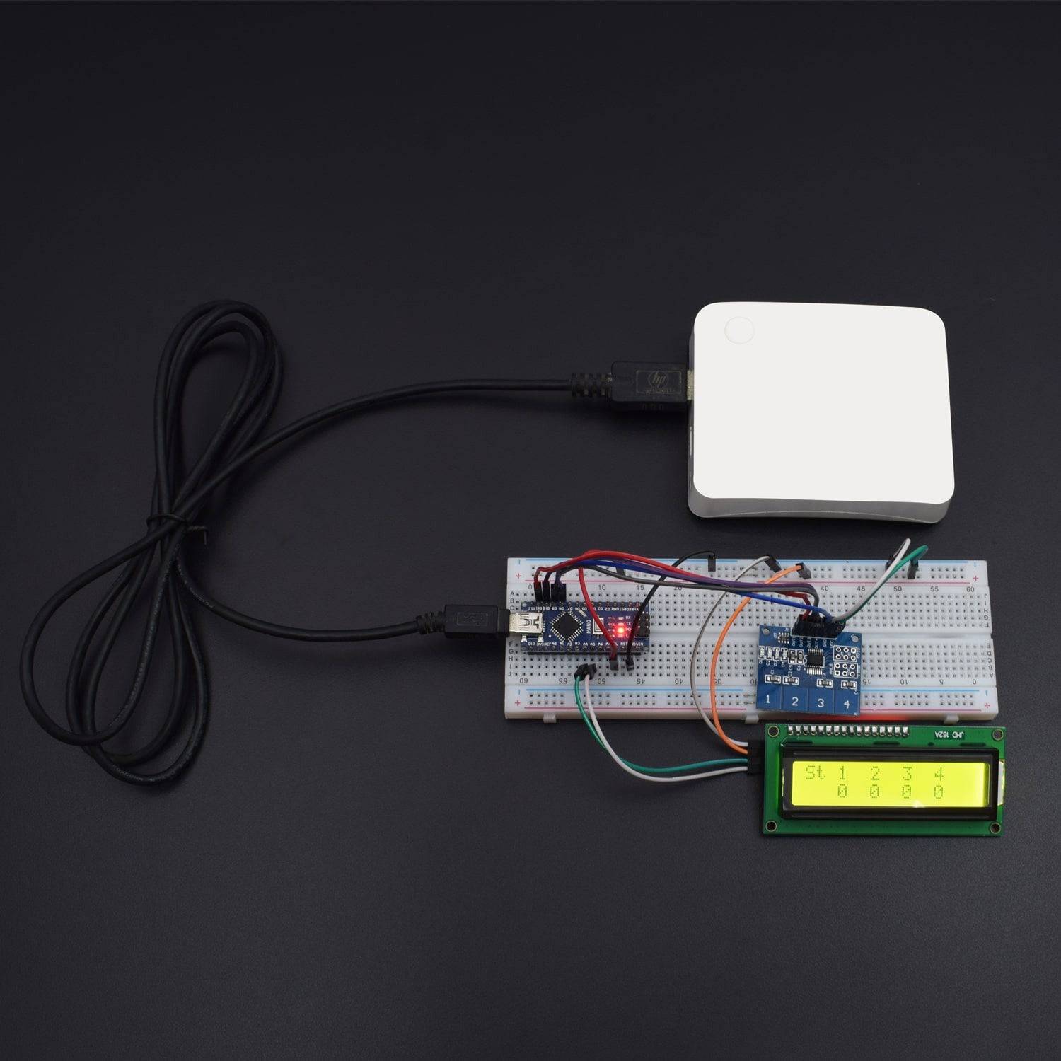 Testing TTP224 touch pad module using 16*2 LCD DISPLAY i2c module interfacing with arduino nano-KT925