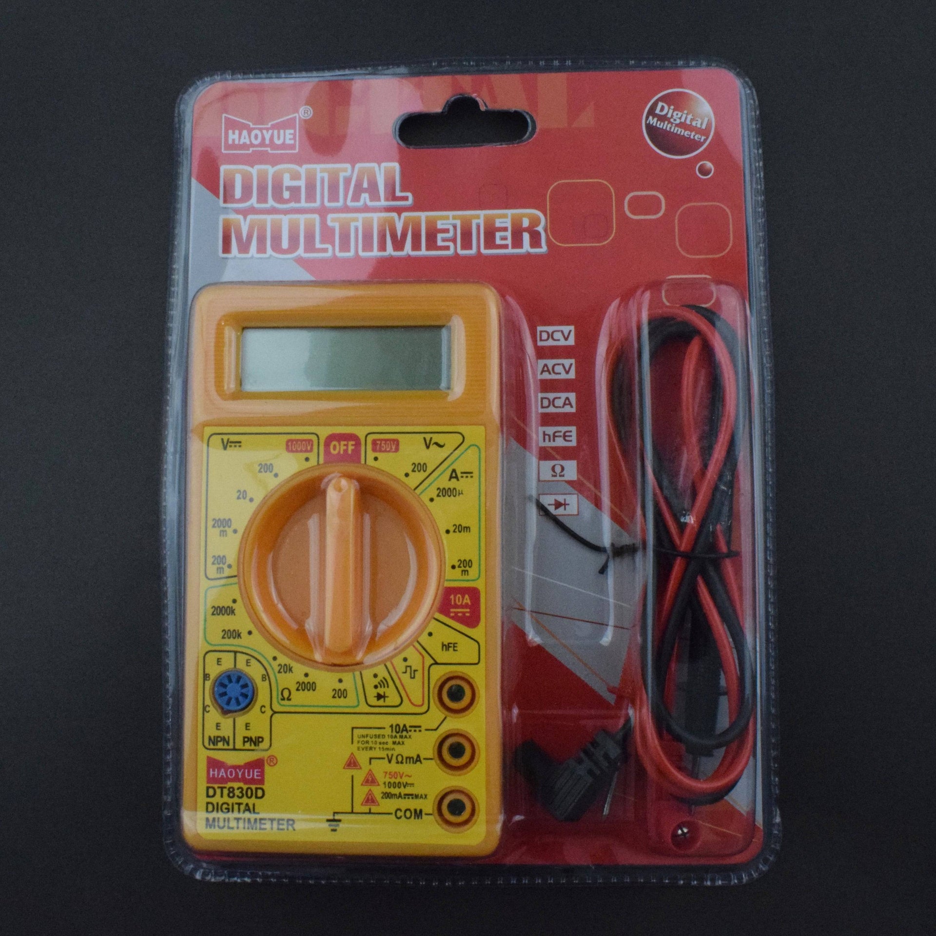 D830D Digital Multimeter LCD AC DC Measuring Voltage Current, Small, Yellow - RC023