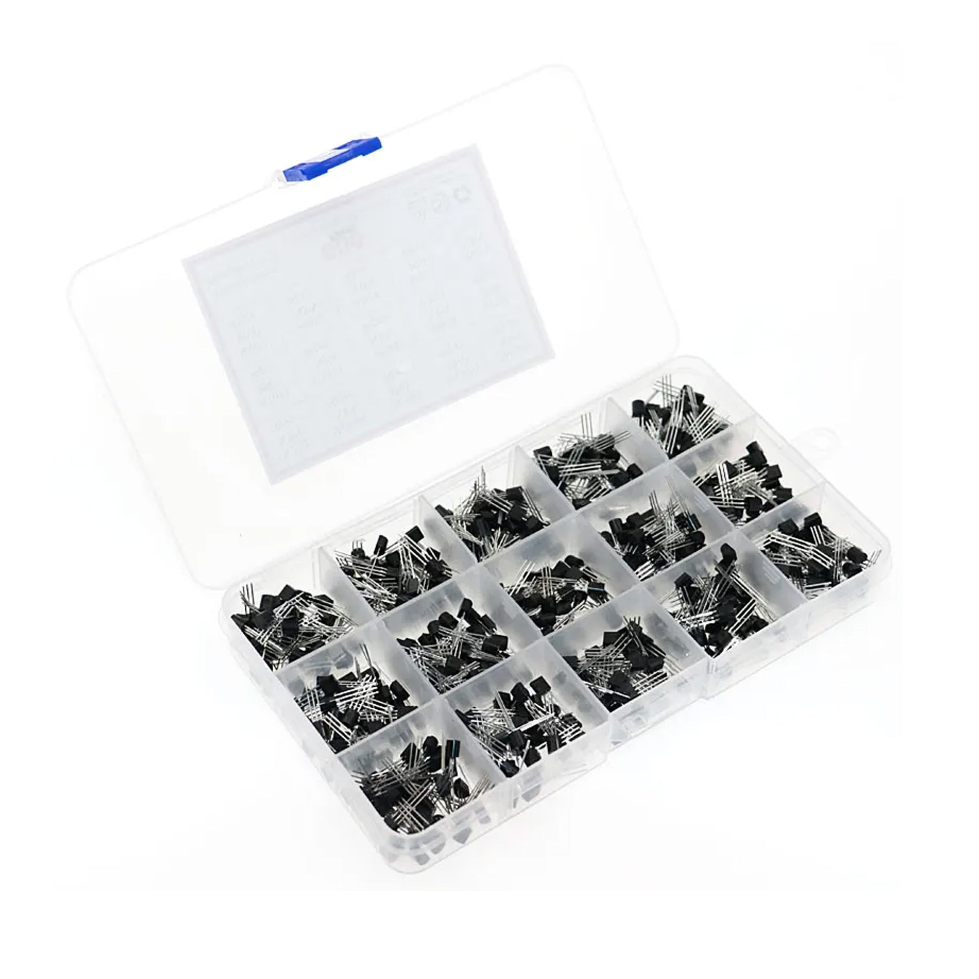 600PCS 15Values 40-160V 50-600mA NPN PNP Power Transistor Kit 2N2222-S9018 Triode Transistor Assortment Kit - RS1134