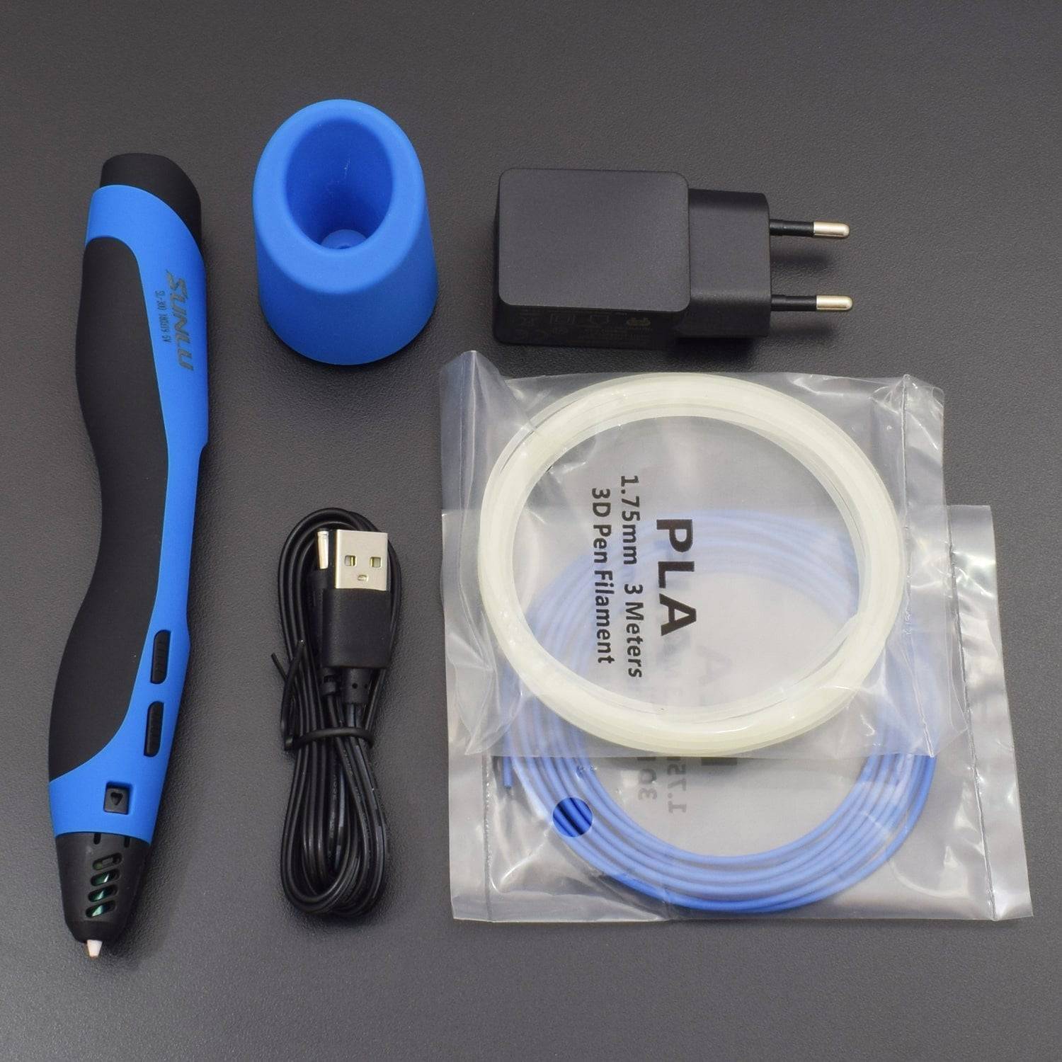 3D Pen, SL-300 BLUE COLOR 3D Printing Pen with PLA / ABS Filament + Safety Holder + 2 Free 1.75mm Refills - RS852