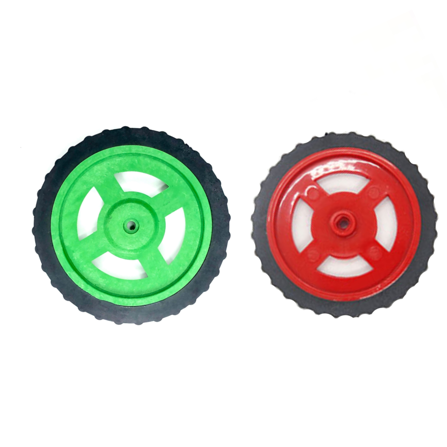 7*1 BO Motor Wheels (Red & Green) Durable Plastic Wheels Compatible with BO Motors For Arduino Robotics - TR001