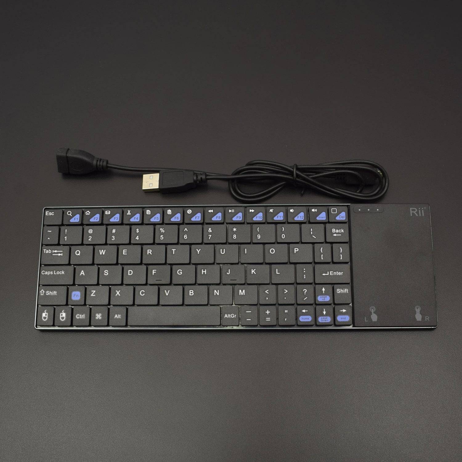 Rii K12+ Ultra Slim Portable Mini Wireless Keyboard (Black) - RS215