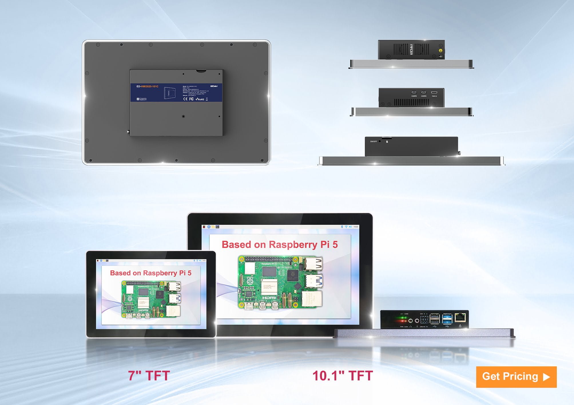 Edatec HMI3020 baseret på Pi 5