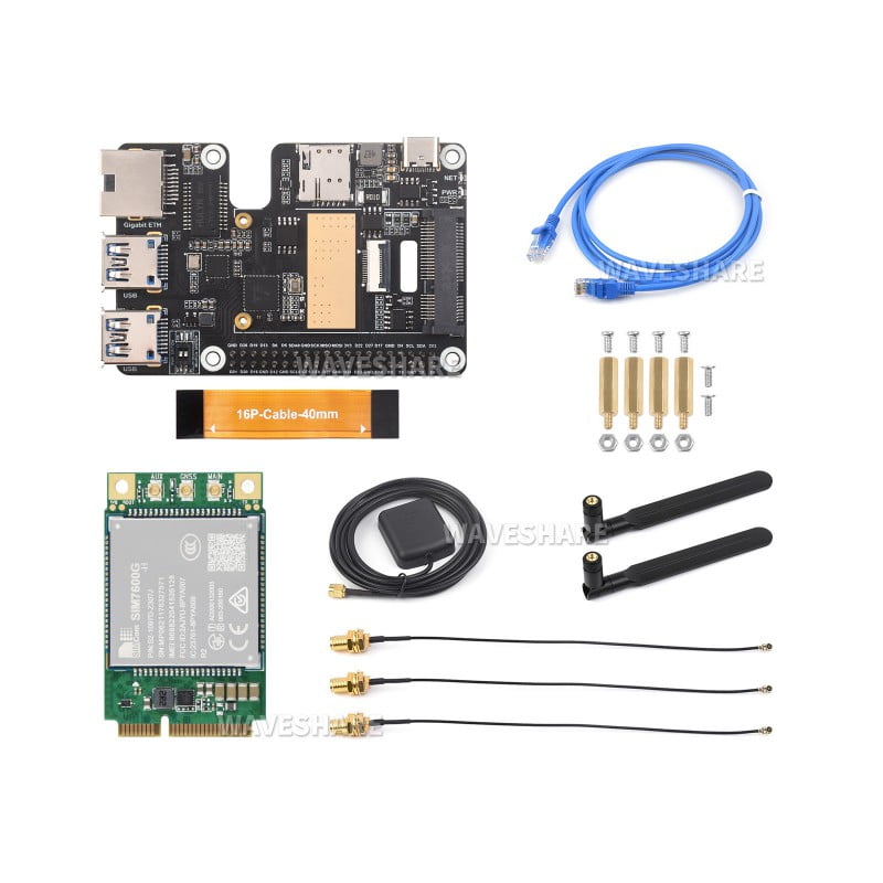 Waveshare PCIe til MiniPCIe 4G HAT til Raspberry Pi 5