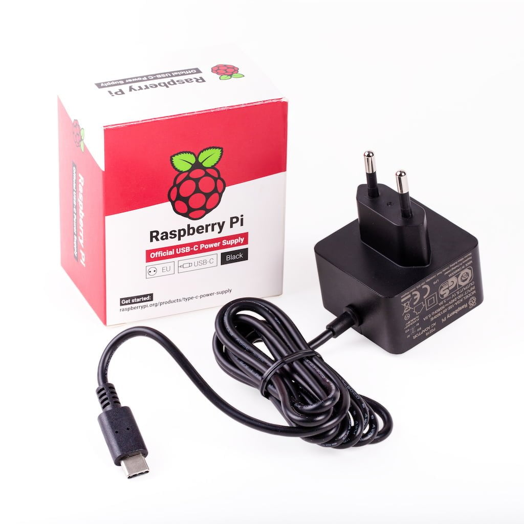Officiel Raspberry Pi 15W USB-C Strømforsyning – EU – 5V 3A - Sort