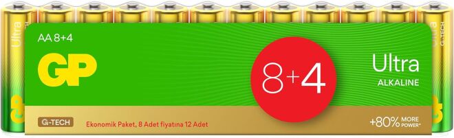 GP Ultra 1.5 V AA Kalem Pil - 12'li Ekonomik Paket