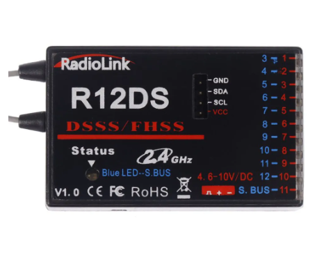 Radiolink R12DS 2.4G AT9 AT9S Kumanda için 12 Kanal DSSS FHSS Alıcısı