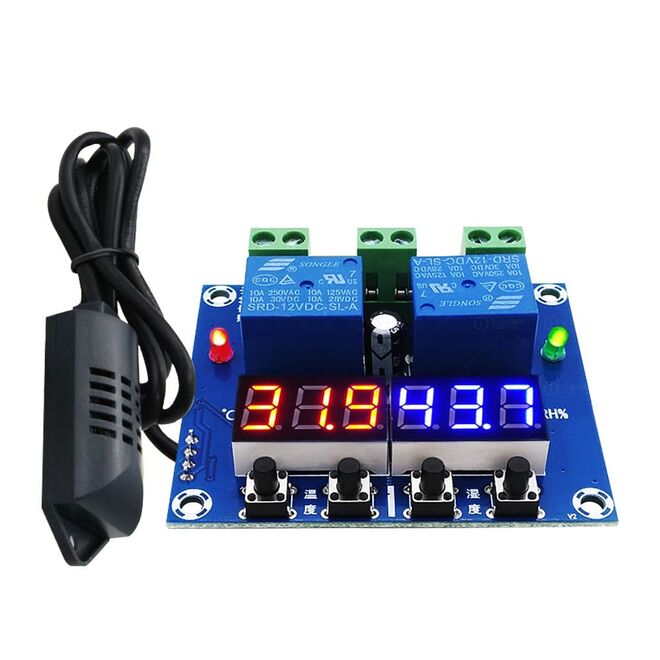XH-M452 Çift Çıkışlı Dijital Sıcaklık ve Nem Kontrollü Termostat - 12V/DC