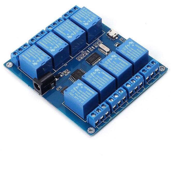 8 Kanal 5 V Seri Haberleşme Kontrollü Röle Kartı (Mikro USB & Pin)