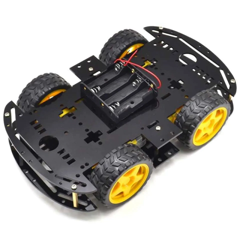Kit Chassi com 4 Rodas 4WD Preto