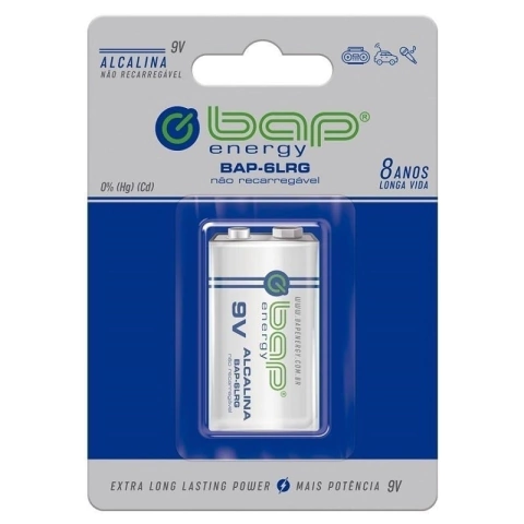 Bateria 9V Alcalina BAP-6LRG Bap Energy