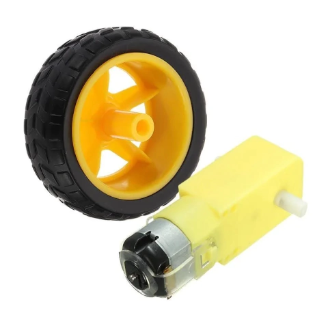 Motor DC 3-6V com Caixa de Redução + Roda e Pneu