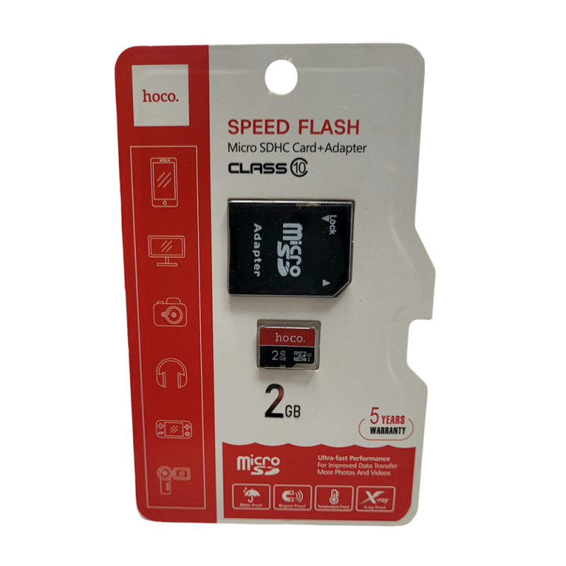 SPEED FLASH Micro SDHC CARD + ADAPTER 2Gb class 10 HOCO