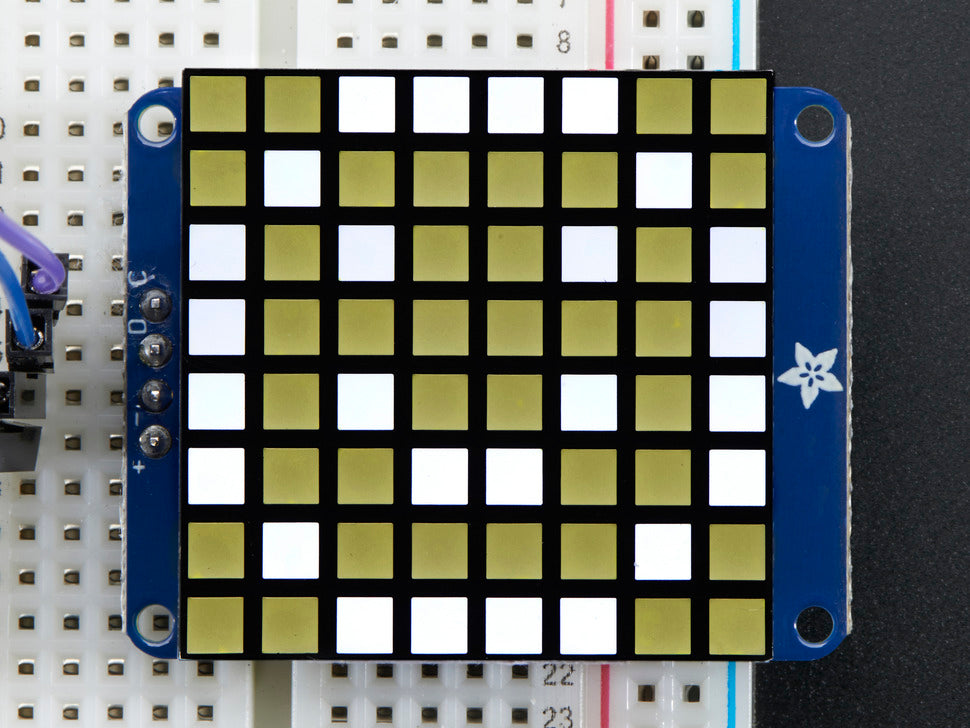 Small 1.2" 8x8 Ultra Bright Square White LED Matrix + Backpack