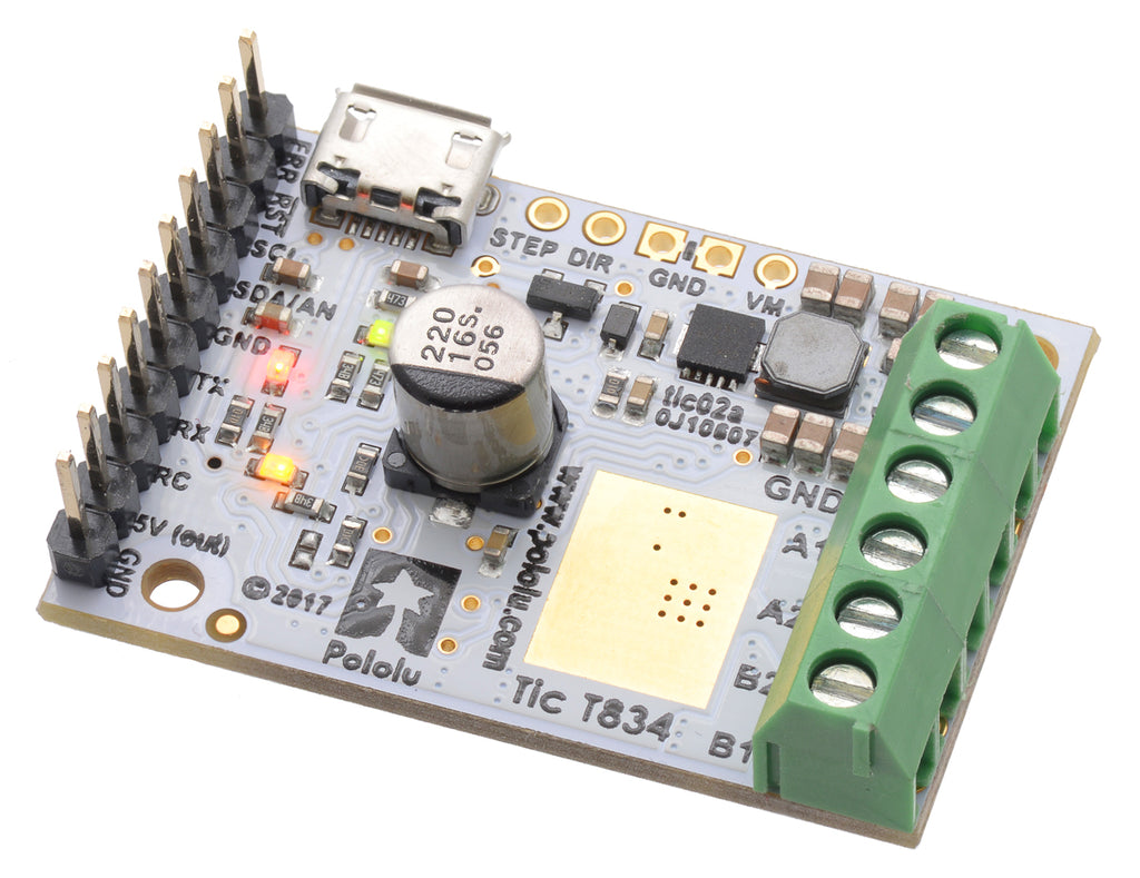 Tic T834 USB Multi-Interface Stepper Motor Controller (Connectors Soldered)