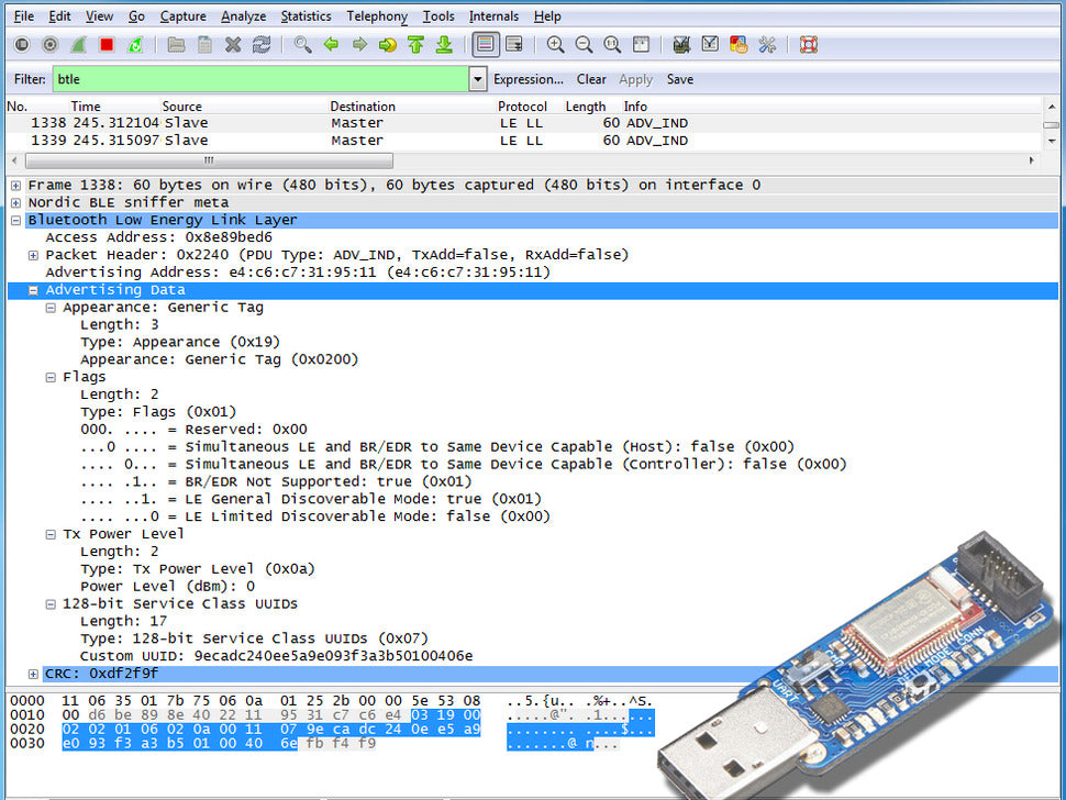 Bluefruit LE Sniffer - Bluetooth Low Energy (BLE 4.0) - nRF51822 - v1.0