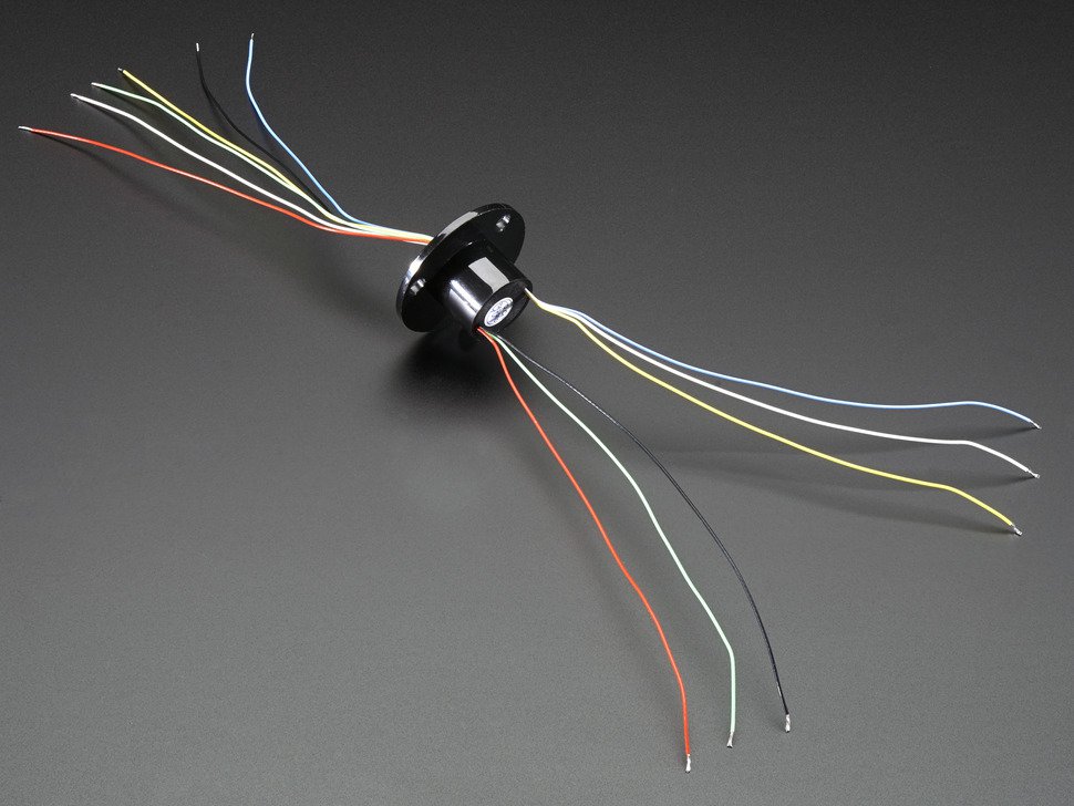 Slip Ring with Flange - 22mm diameter, 6 wires, max 240V @ 2A