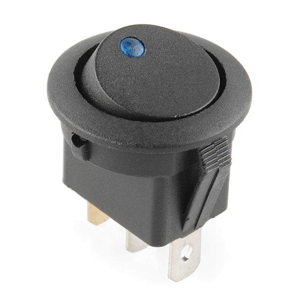 Rocker Switch - Round w/ Blue LED - 12V