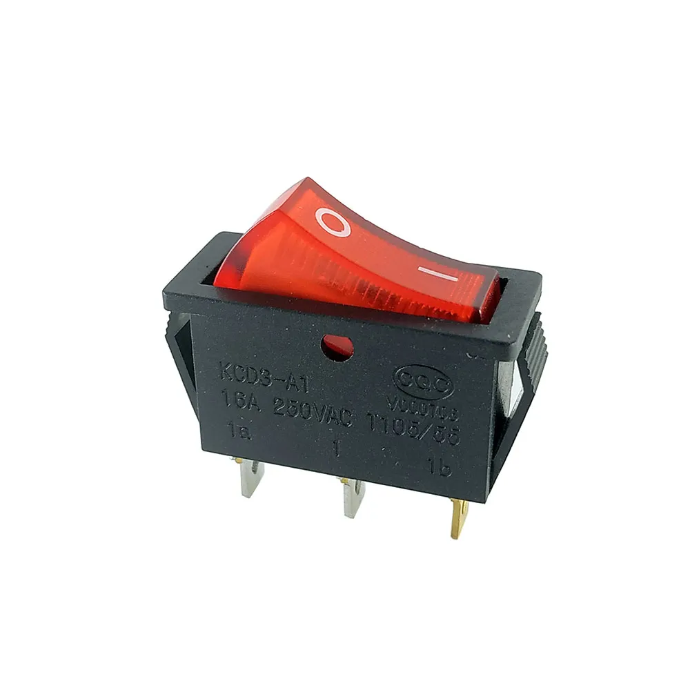 SPDT ON-OFF Rocker Switch 15A 250V with Red Light