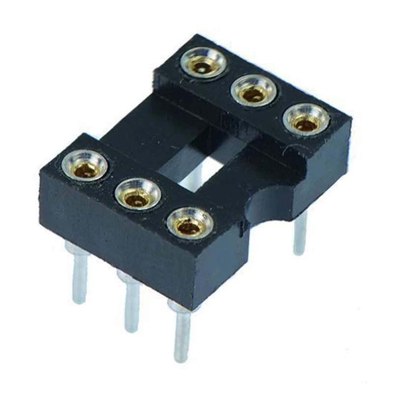 6 Pin Machined IC Base/Socket (Round Holes)