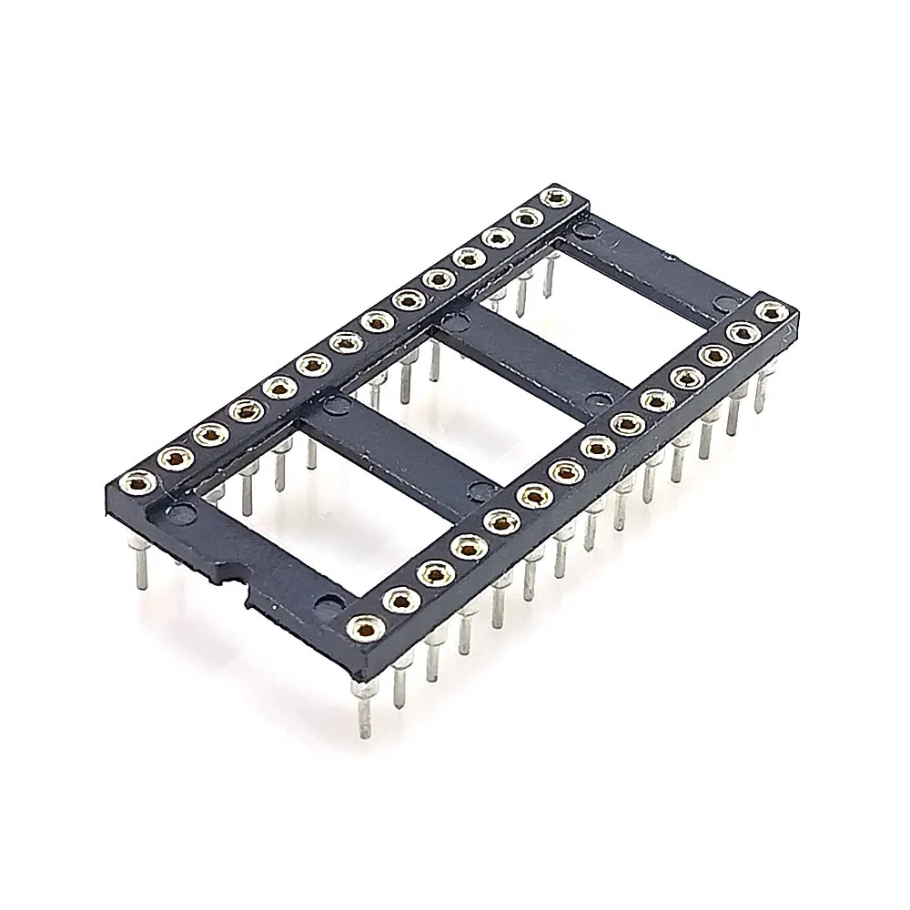 28 Pin Wide Machined IC Base/Socket (Round Holes)