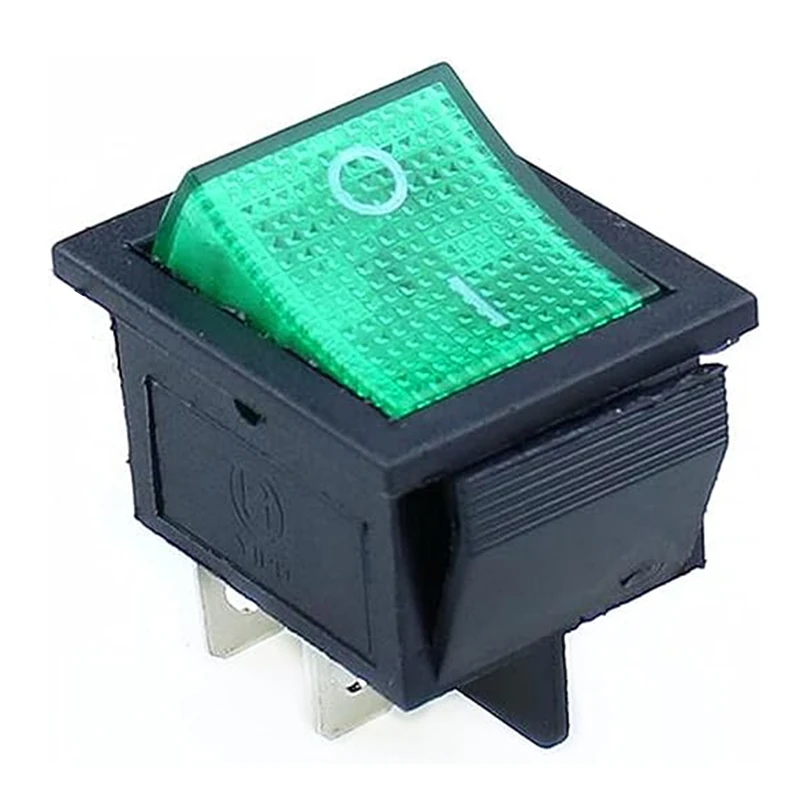 KCD4 DPST 16A 250V ON-OFF 4 Pin Rocker Switch with Green Light