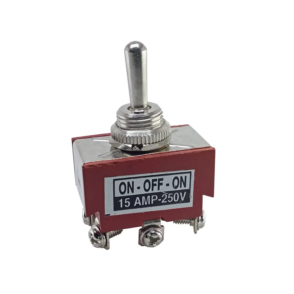 15 Amp DPDT ON-OFF-ON (Center Off) Toggle Switch - Lock Action