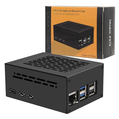 Geekworm Raspberry Pi 5 Case (P579) | Support PCIe M.2 NVMe SSD Shield Top X1001 / X1003 / X1000 / M400 / M300 &amp; Raspberry Pi 5 Active Cooler, raspberry pi 5 ssd