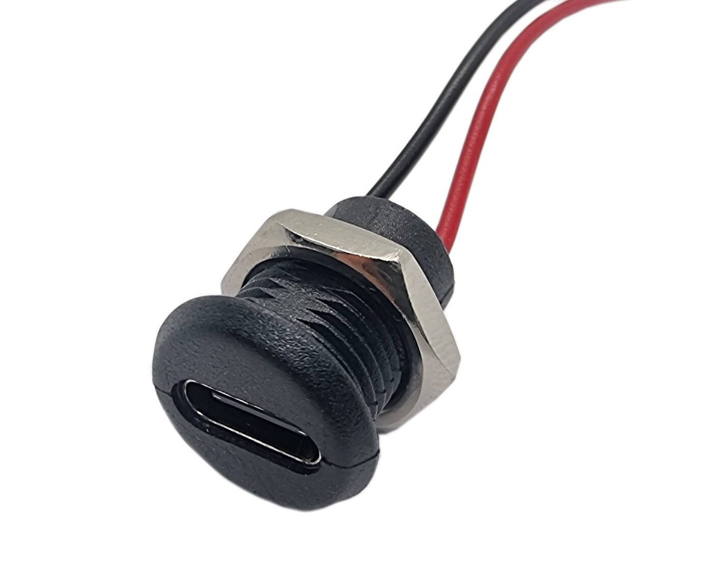 Gniazdo USB-C 2 przewody do obudowy czarne