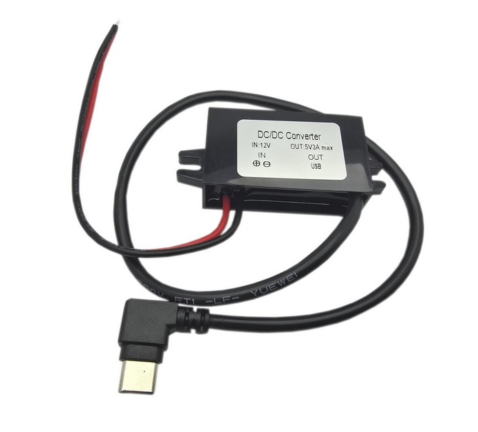 Przetwornica napięcia obniżająca napięcie 12V 5V 3A wtyk USB-C kątowy