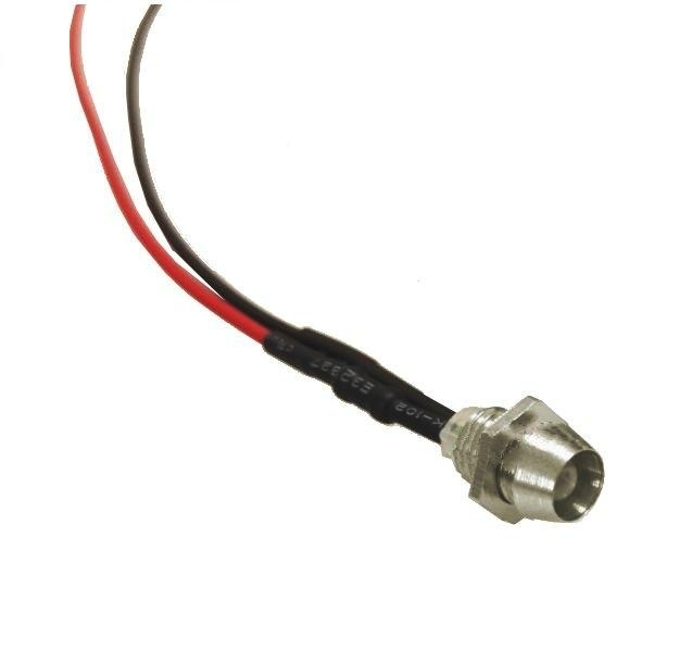 Kontrolka LED 3mm 12V DC czerwona matowa "mleczna" oprawka metalowa wklęsła