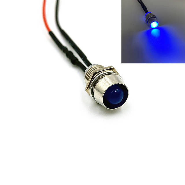 Kontrolka LED 5mm 12VDC niebieska metalowa wklęsła