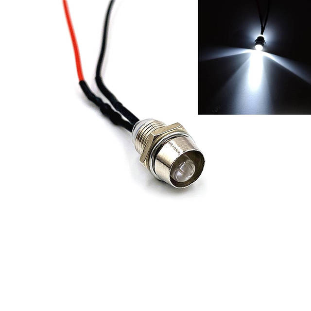 Kontrolka LED 5mm 24V DC biała oprawka metalowa wklęsła